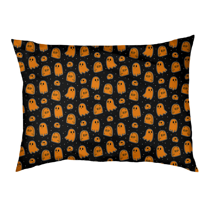 Coussin décoratif pour chien à l’extérieur pastel Campion, Grand (l 42,5 po x P 32,5 po x H 14 po), Noir / orange pale