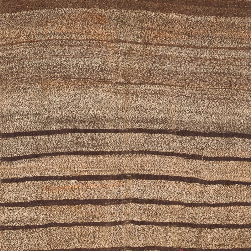 Tapis kilim turc tissé à la main 5,7 x 7,6 pi de couleur brune, grise et orange à 100%