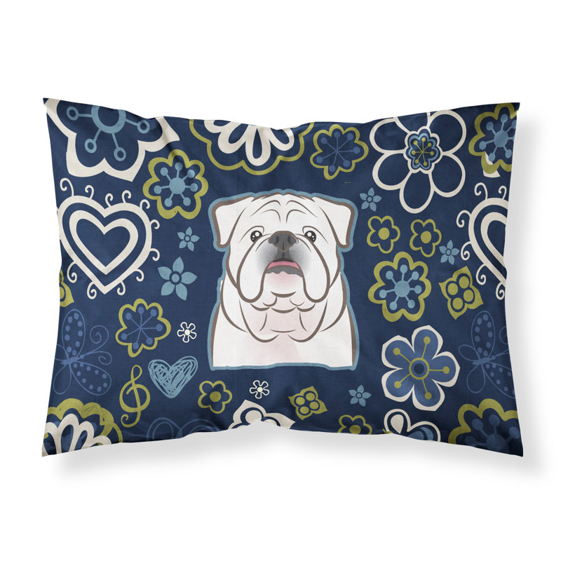 Taie d’oreiller floral, Bouledogue anglais blanc