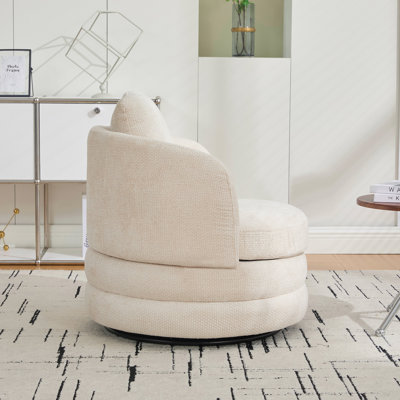 Fauteuil demi-tonneau rond 30 po avec coussins en chenille 30 po