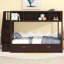 Lit superposé simple au-dessus d'un lit double avec tablette, escalier de rangement et 2 tiroirs - Transformez votre chambre à coucher en un espace chic, des tablettes, un escalier et une atmosphère douillette-332959292
