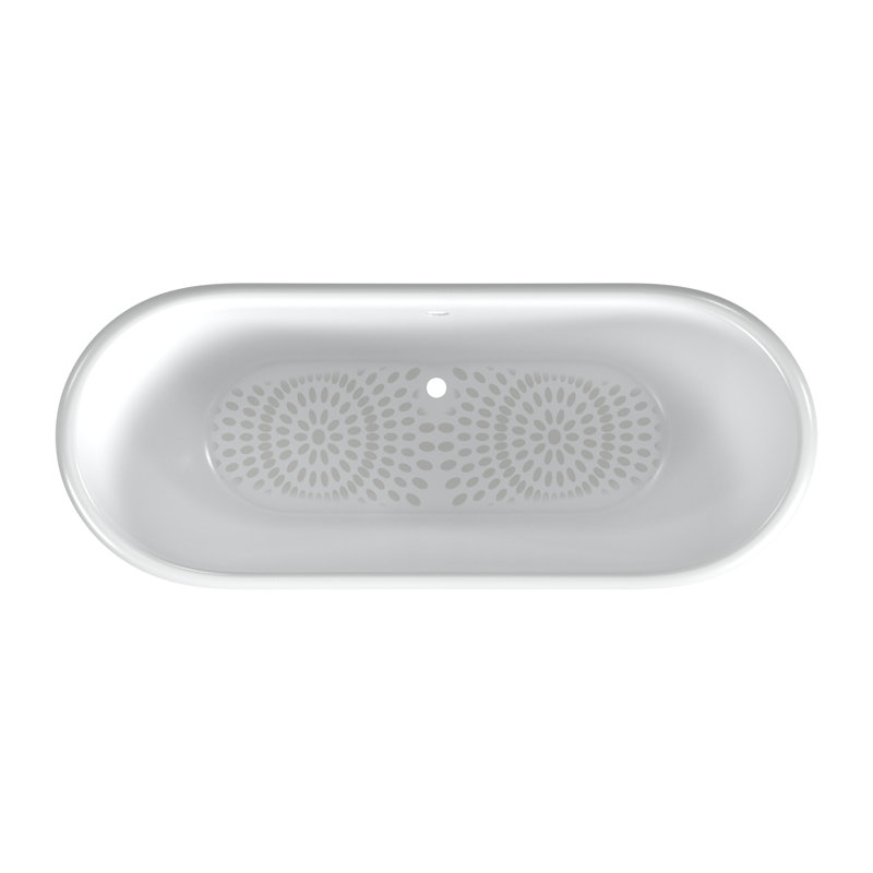 Winchester 68'' L Soaking Bathtub, Polished Nickel, White Interior with White Exterior