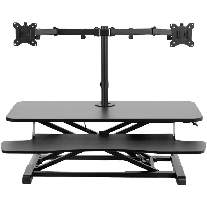 Support pour bureau debout debout 36 po noir Vivo avec support pour écran double réglable de 13 po à 30 po