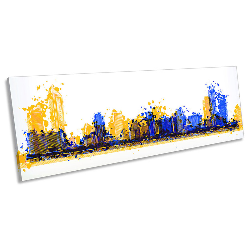 Abstract Skyline Cityscape - Wrapped Canvas Panoramic Print, 30.48cm H x 91.44cm W