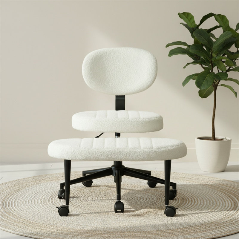 Ergonomic Swivel Office Chair With Backrest Support And Casters, Featuring An Adult-sized Multi-angle Cross-legged Design