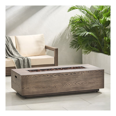 Foyer d'extérieur au propane en fer brun 56 "56 000 BTU 56", motif de bois brun (couvercle de réservoir non inclus)