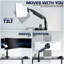 Pneumatic Arm Single Ultra Wide Monitor Desk Mount with USB