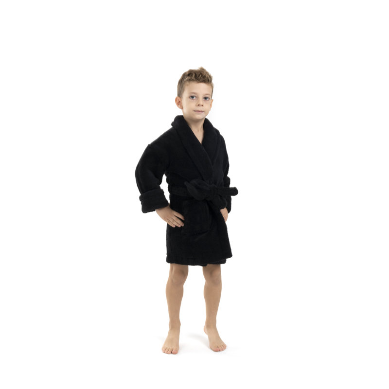 Peignoir en molleton avec poches pour enfants Lovett, S, Noir