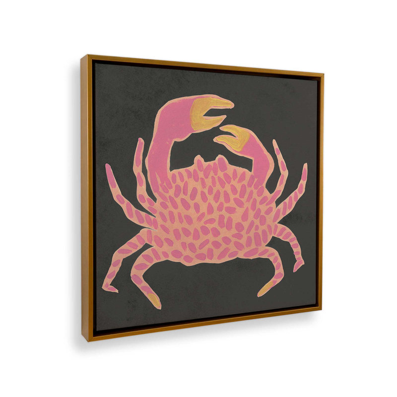«Party Crab I» par June Erica Vess, reproduction d'art sur toile, Impression dans un cadre flottant sans passe-parto, Doré