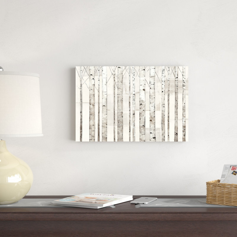 Bouleaux sur fond blanc, H 12 po x l 18 po x P 1,25 po