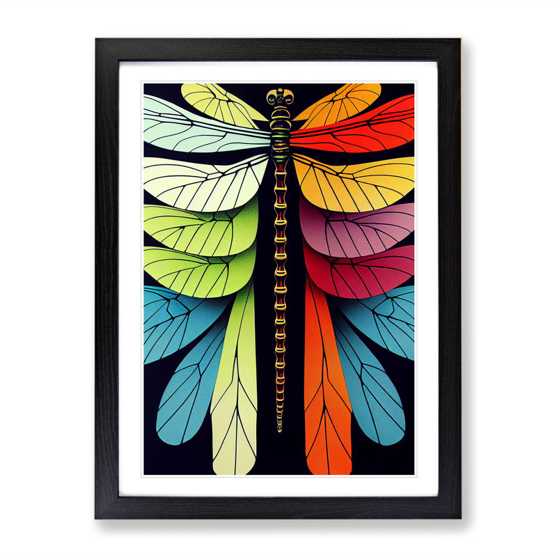 XV1022-2734X Mindblowing Dragonfly Abstract - Single Picture Frame Print, Black, 64cm H x 46cm W x 2cm D