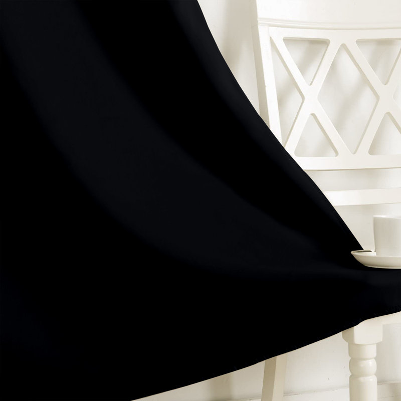 Blackout Pencil Pleat Curtain Single Panel 66x84" Thermal 100% Room darkening Bedroom , Black