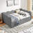Cozy Gingham Daybed With  Trundle, USB Port, And Adorable Wave Shaped Linen Fabric-1499770901