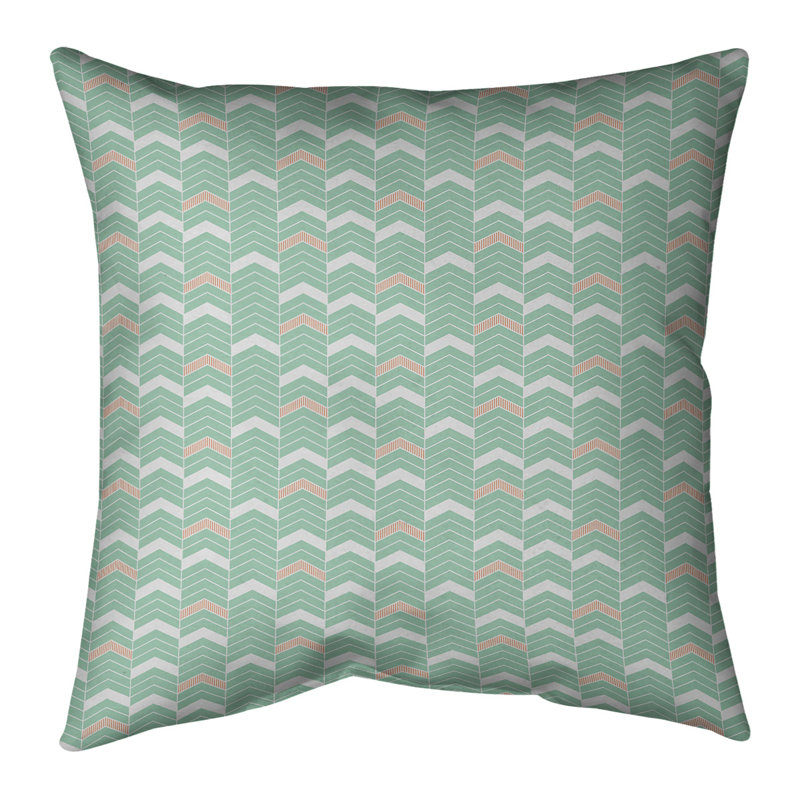 Housse de coussin Rhonda, 14 po x 14 po, Petit vert et orange, Sergé de coton