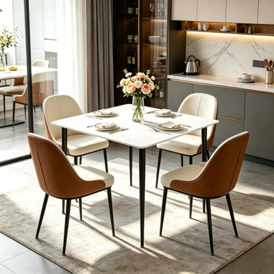 Fung Marble Top Metal Base Dining Table