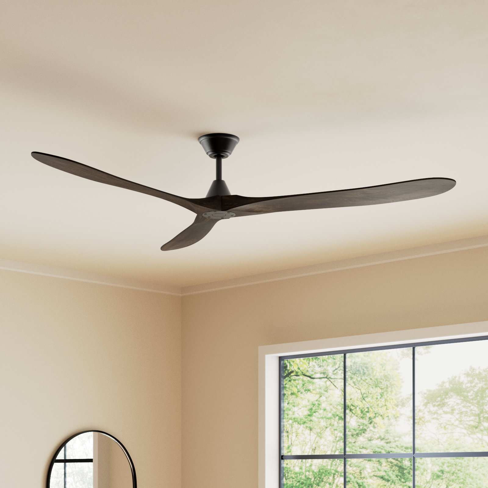 Obsidian 88" Ceiling Fan, Matte Black with Dark Walnut Blades, 60 inches