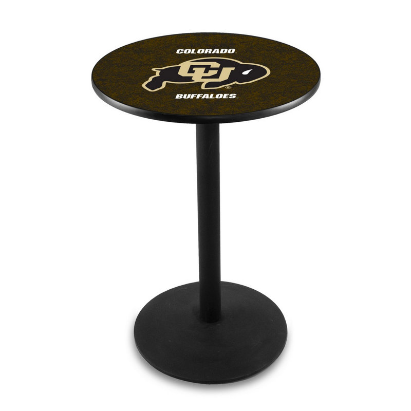 Round Metal Base Dining Table, Black Wrinkle, University of Colorado