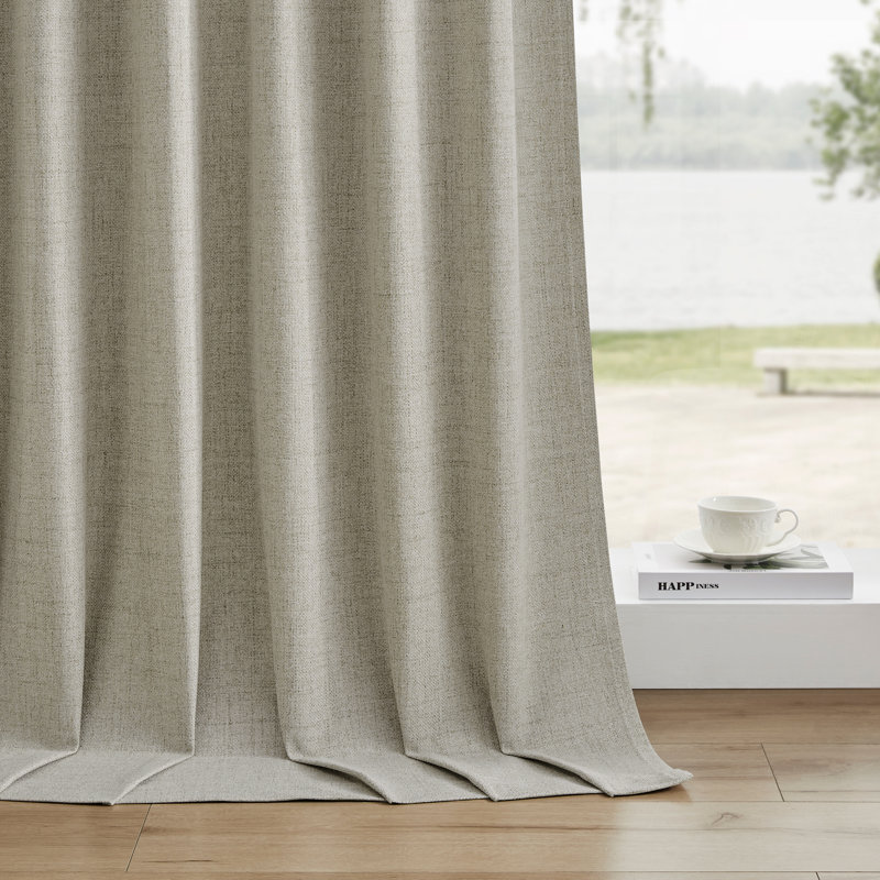 4 Pcs 100% Polyester Burlap Blackout Curtains For Bedroom Back Tab Curtains 4 Panels Set, 52" W x 63" L, Cappuccino