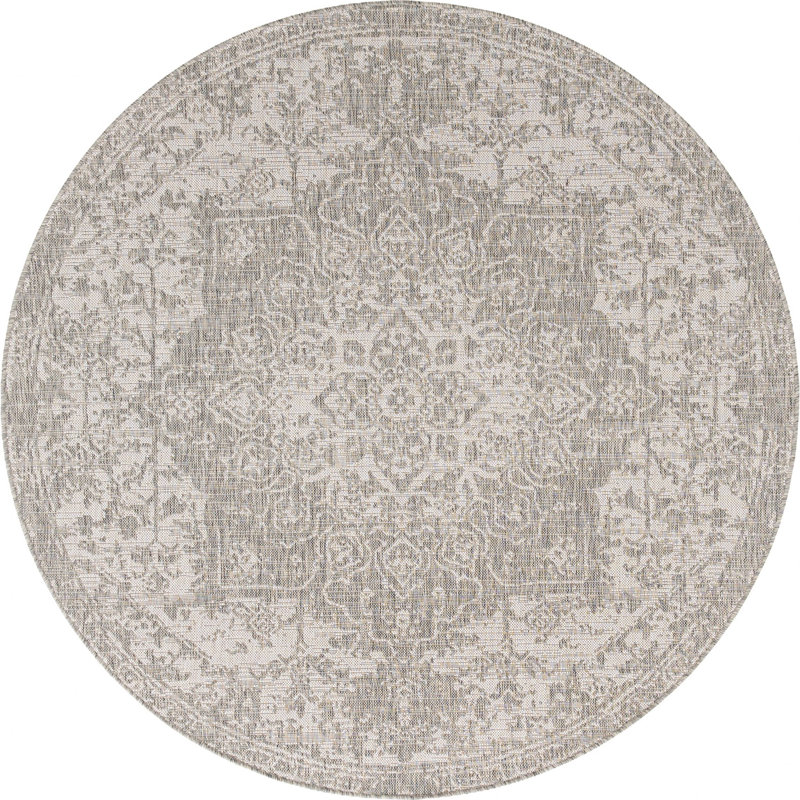 Outdoor Destiny Area Rug Stone Color, Round 6'7"