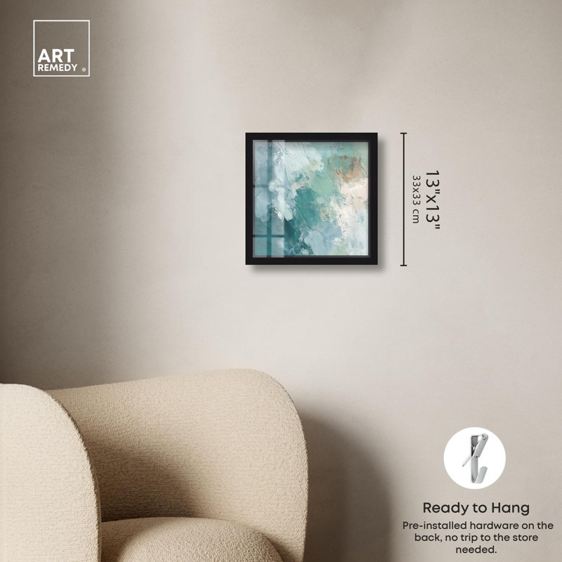 «Minted Cloudscape I Shadowbox Print Coastal Abstract Art» par Art Remedy, H 13 po x l 13 po, Noir