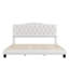 Lit plateforme tapissier avec tête de lit courbée et détails capitonnés Diamond, beige-1423073712