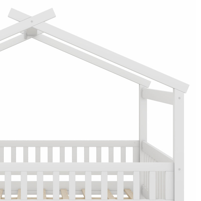 Lit en bois avec couchette, blanc