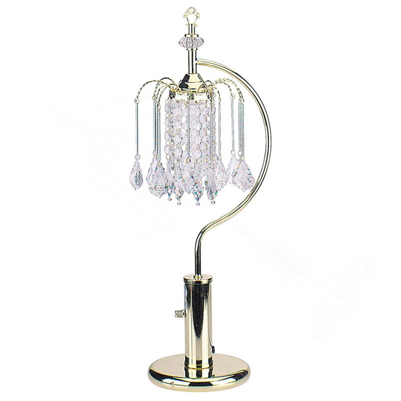 Lampe de table haute 27 po en métal avec finition dorée, conception de lustre en cristal