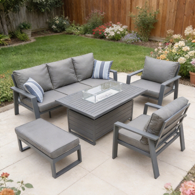 Rectangular 6 - Piece 6 - Person 150Cm L Aluminum Outdoor Table Set