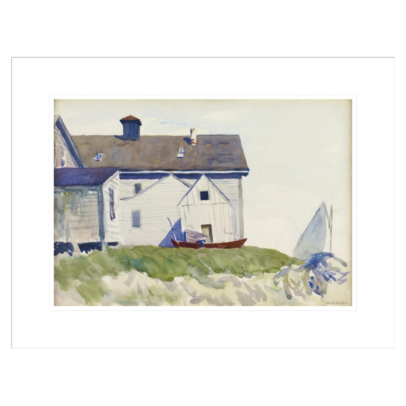 Maison et bateaux (également connu sous le nom de maison de bord de mer) par Edward Hopper - impression giclée encadrée