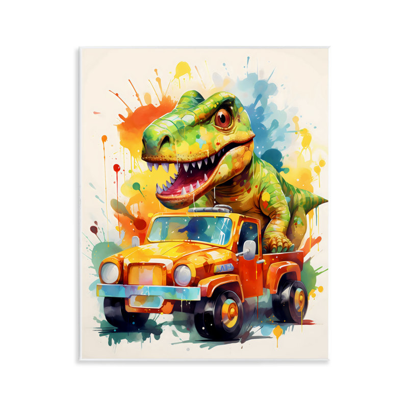 Riding In Back Dino Car Wall Plaque, design by Creative Studio