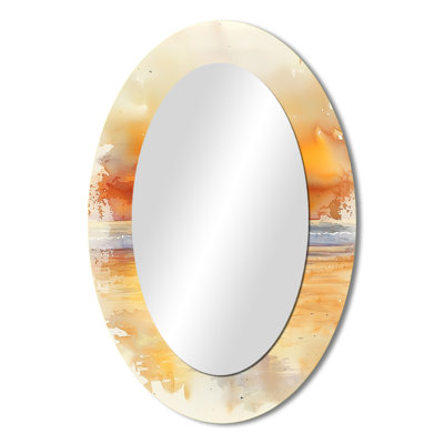 Pelican At Dusk - White Oval Wall Mirror Decor
