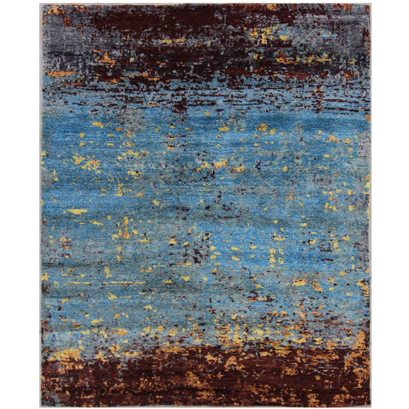 Geometric Hand Knotted 150cm X 187cm Area Rug
