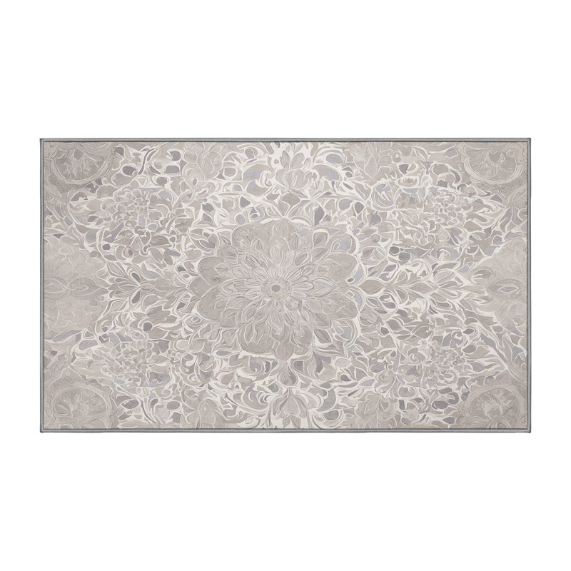 Machine Washable Gray Area Rug, Runner 2' x 5'