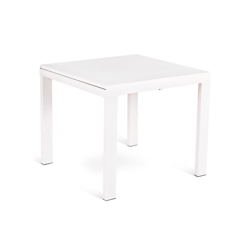 Brigham 90 cm Extendable Square Glass Top Dining Table, White