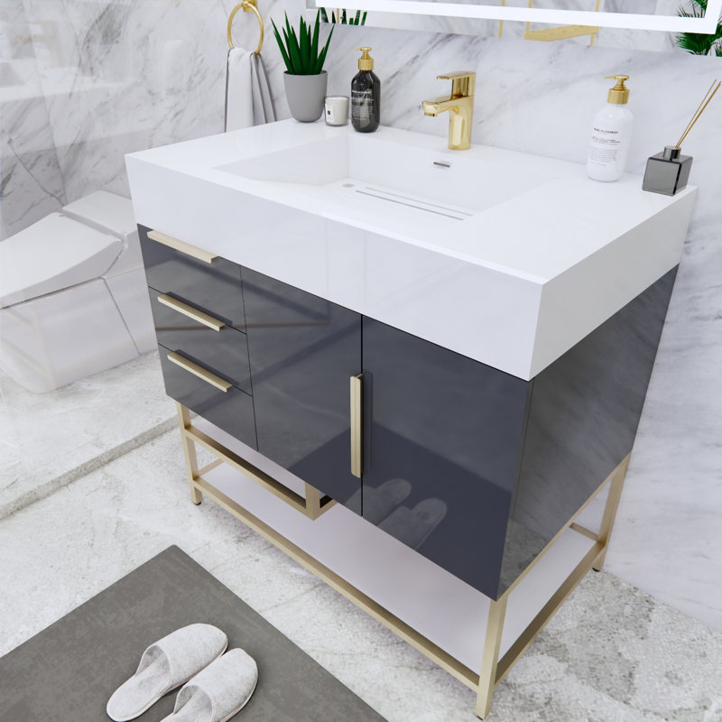 Ensemble de meuble-lavabo simple 36 po Sevara, Gris