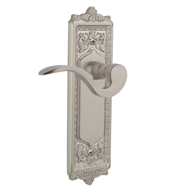 Egg & Dart Plate Passage (Hall & Closet) avec levier de manoir, Nickel satiné, 2-3/4"