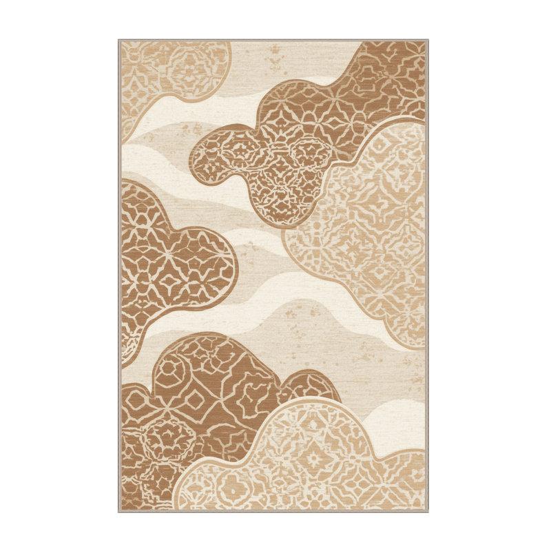 Machine Washable Pavla Global Inspired Moroccan Rug in Beige – Beige Binding, 2x3