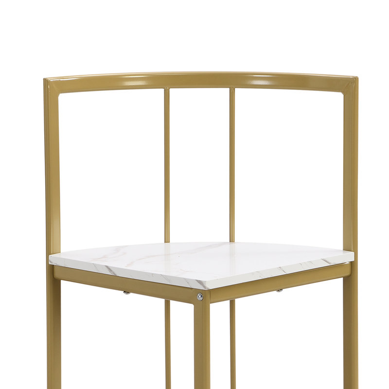 Ensemble de table de salle à manger moderne et compacte de 55 pouces avec table de cuisine en faux marbre Hofer, Blanc / Doré