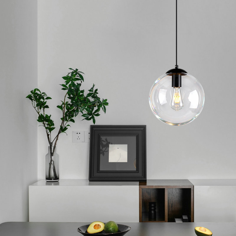 1-light 10'' Glass Globe Single Pedant Light