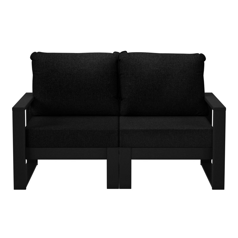 Causeuse d'extérieur avec cadre noir, Noir, noir, noir, noir, Noir, noir, noir, noir