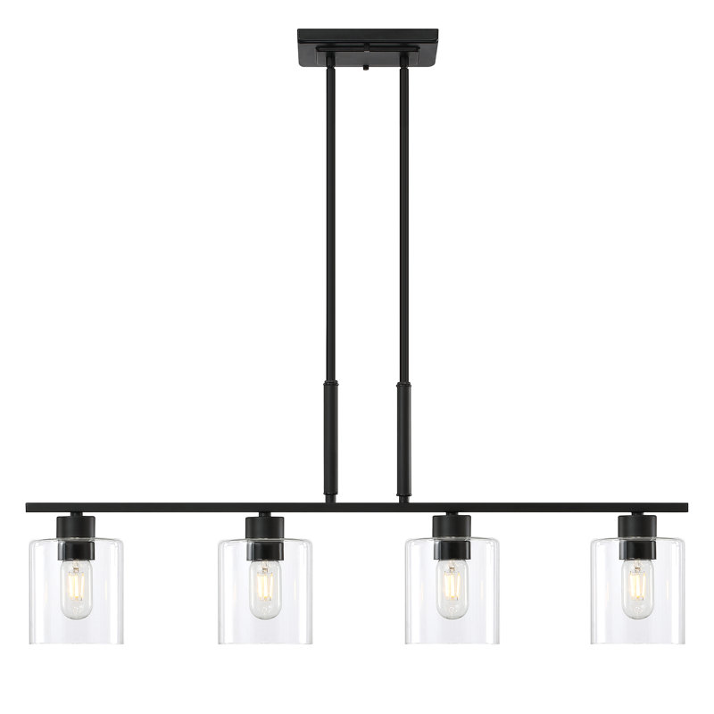 Luminaire suspendu linéaire à 4 lumières pour îlot de cuisine Travus, Noir