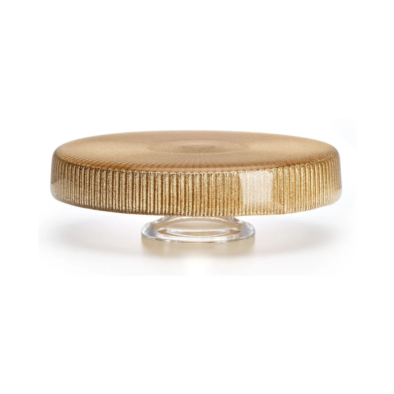 Noel Scallopped Glass Cakestand Cm.26, Rose Gold