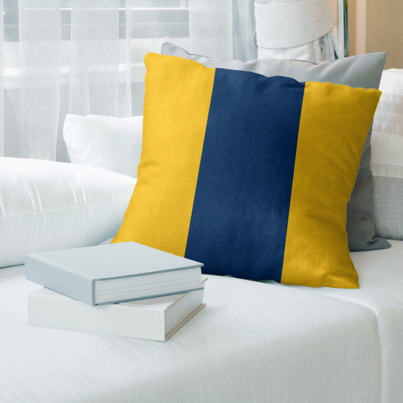 Housse de coussin, 18 po x 18 po, Doré / Marine, Polyester sergé