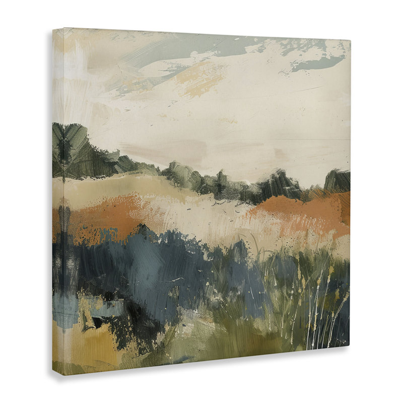 Abstrait paysage neutre sur toile par Irena Orlov, H 36 po x l 36 po