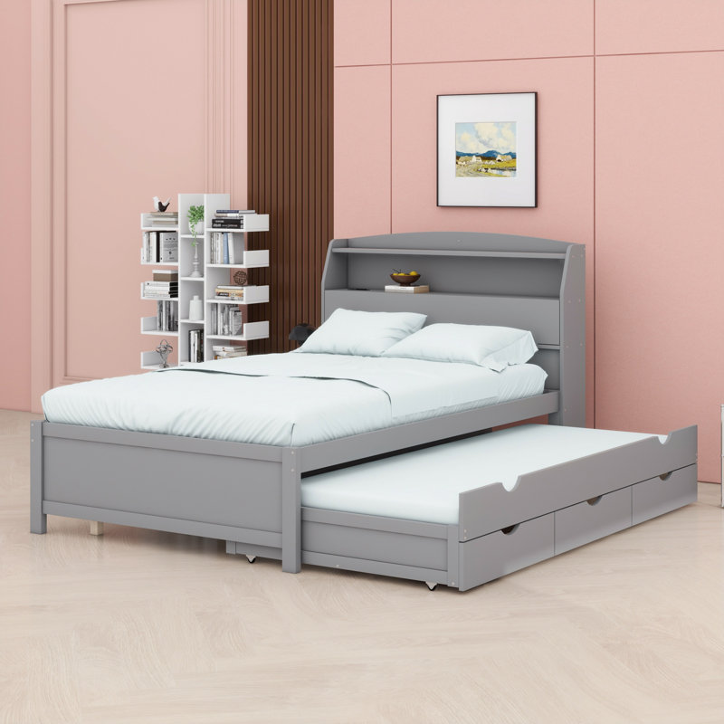 Vilene Bookcase Bed, Gray, Full / Double