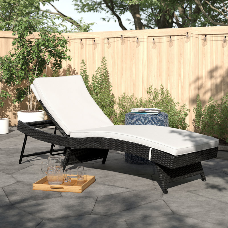 Outsunny Patio Chaise Lounge, Pool Chair with 5 Position Adjustable Backrest & Cushion, Outdoor PE Rattan Wicker Sun Tanning Seat, 78.75" x 28" x 35", Coffee