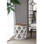 Grande table d'appoint 23 po blanche vieillie