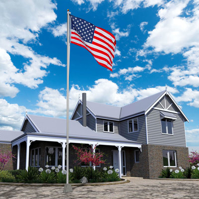 Yescom Bravery Heavy Duty Sectional Aluminum Flag Pole Kit for Outside House In Ground