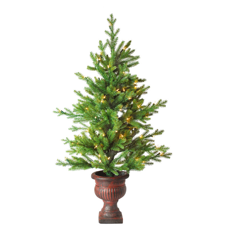 Arbre de Noël artificiel vert cèdre vert clair / blanc, H 42 po x l 19 po x P 19 po