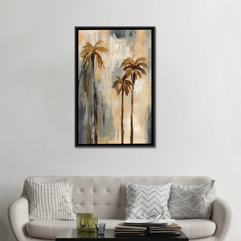 « palm trees i », reproduction d’impression sur toile tendue, H 60 po x l 40po x P 1,5 po, Toile avec cadre noir